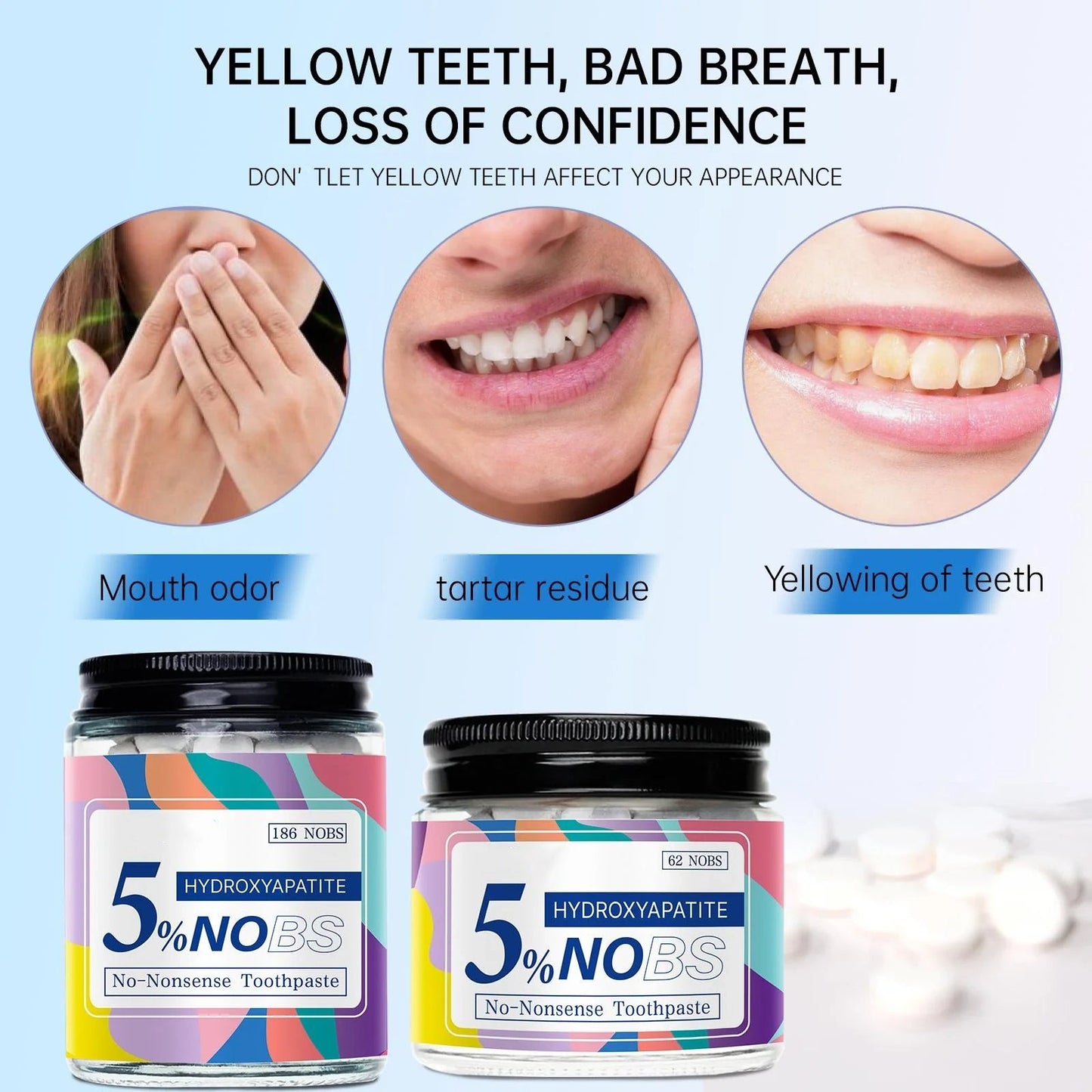 Solid Toothpaste Tablets | Brightening & Long-Lasting Fresh Breath | Fluoride-Free, Eco-Friendly & Travel-Friendly