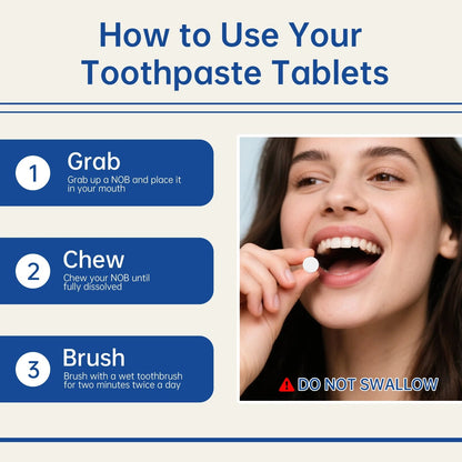Solid Toothpaste Tablets | Brightening & Long-Lasting Fresh Breath | Fluoride-Free, Eco-Friendly & Travel-Friendly