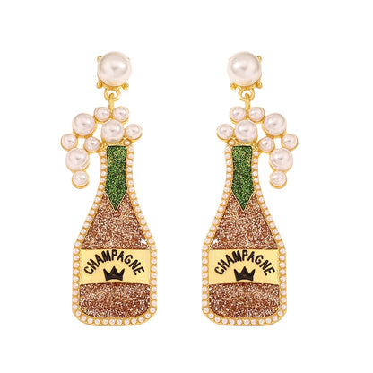 Cute beer bottle earrings within purple