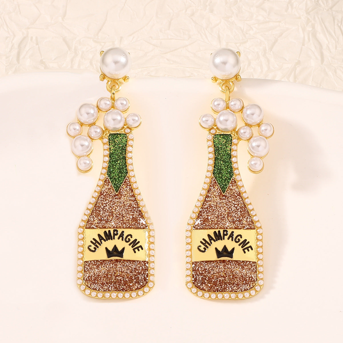 Cute beer bottle earrings within purple