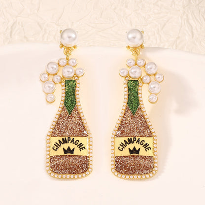 Cute beer bottle earrings within purple