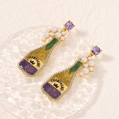 Cute beer bottle earrings within purple